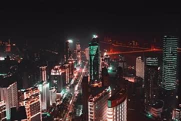 南昌城市CBD红谷滩青橙色城市夜景延时视频的预览图